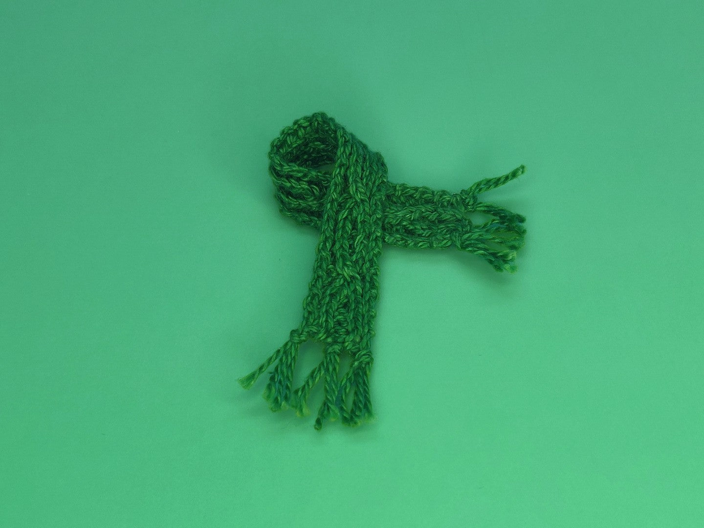 Dark Green Knit Scarf - Handcrafted Miniature (Only 1 Available)