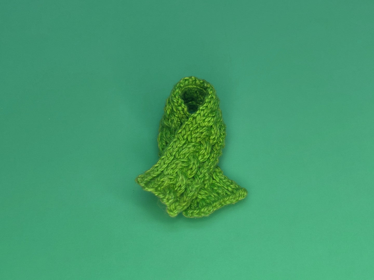 Light Green Knit Scarf - Handcrafted Miniature (Only 1 Available)