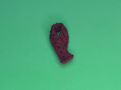 Burgundy Knit Scarf - Handcrafted Miniature (Only 1 Available)