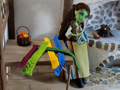 Light Green Knit Scarf - Handcrafted Miniature (Only 1 Available)