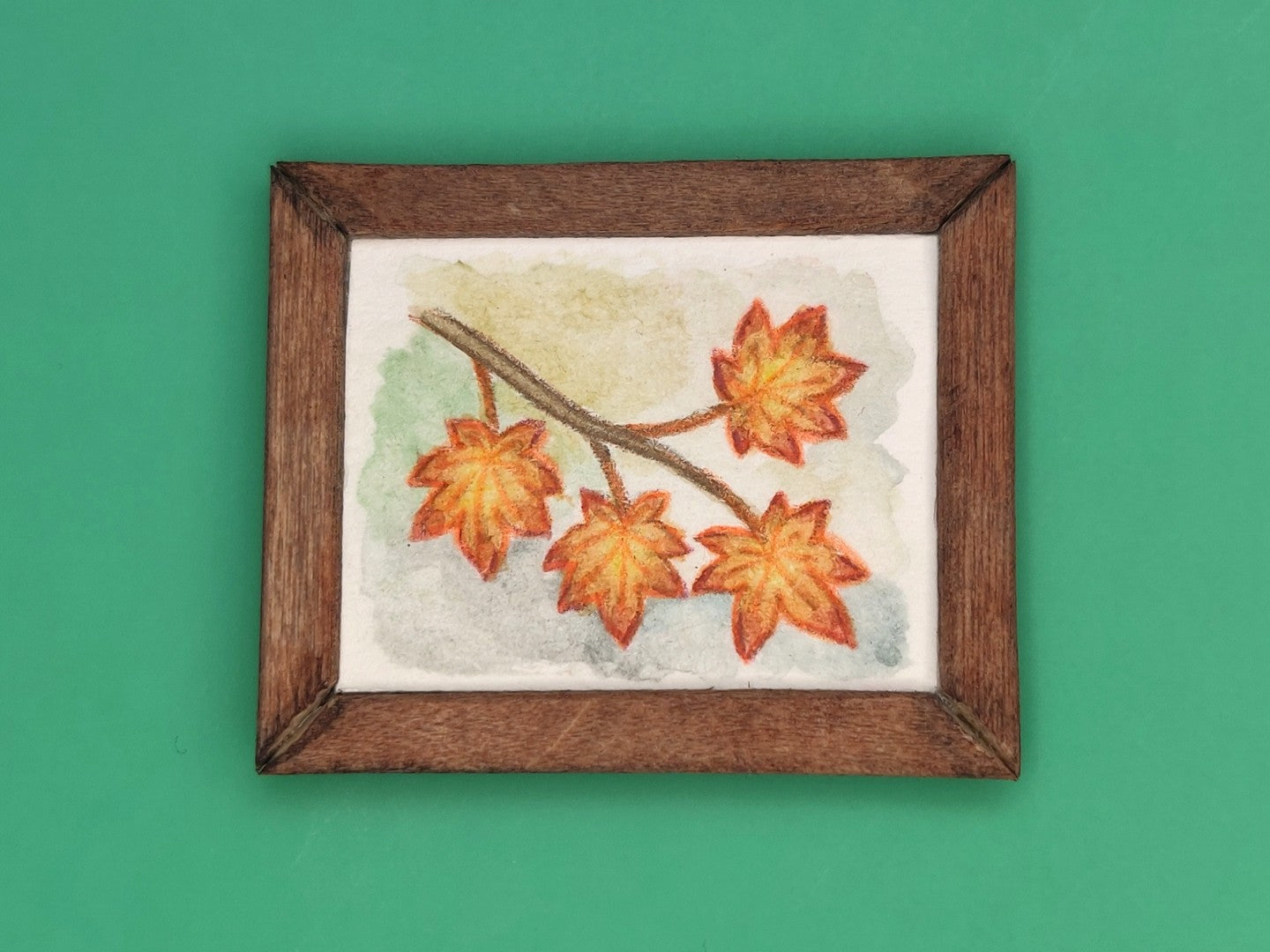 Watercolor of Maple Leaves - Handcrafted Miniature (Only 1 Available)