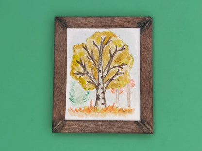 Watercolor of Golden Birch Tree - Handcrafted Miniature (Only 1 Available)