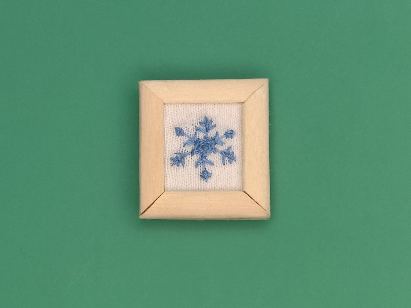 Embroidery of Snowflake on White Fabric - Handcrafted Miniature (Only 1 Available)