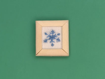 Embroidery of Snowflake on White Fabric - Handcrafted Miniature (Only 1 Available)