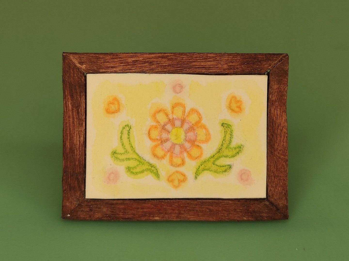 Watercolor of Pink and Orange Daisy - Handcrafted Miniature (Only 1 Available)