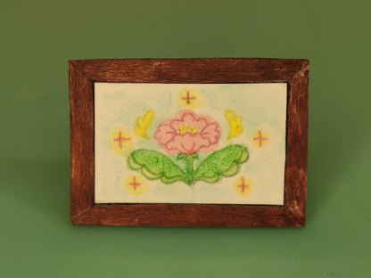 Watercolor of Pink Poppy - Handcrafted Miniature (Only 1 Available)