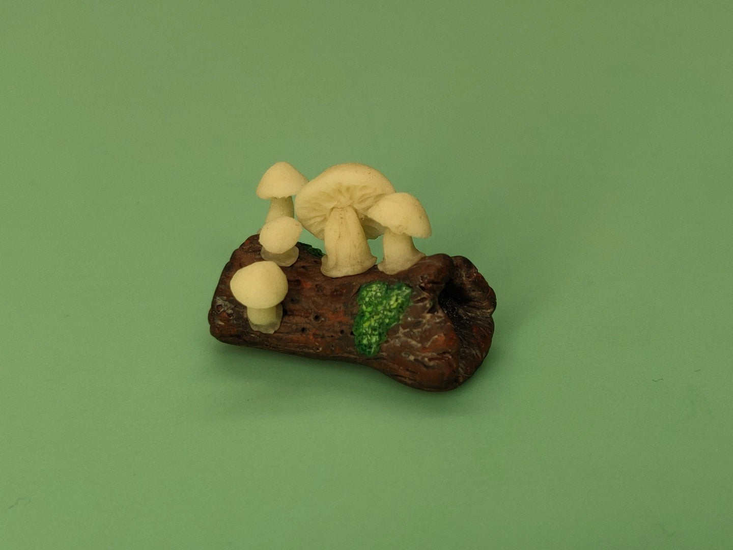 Glowing Mushrooms on Mossy Log - Handcrafted Miniature (Only 5 Available)